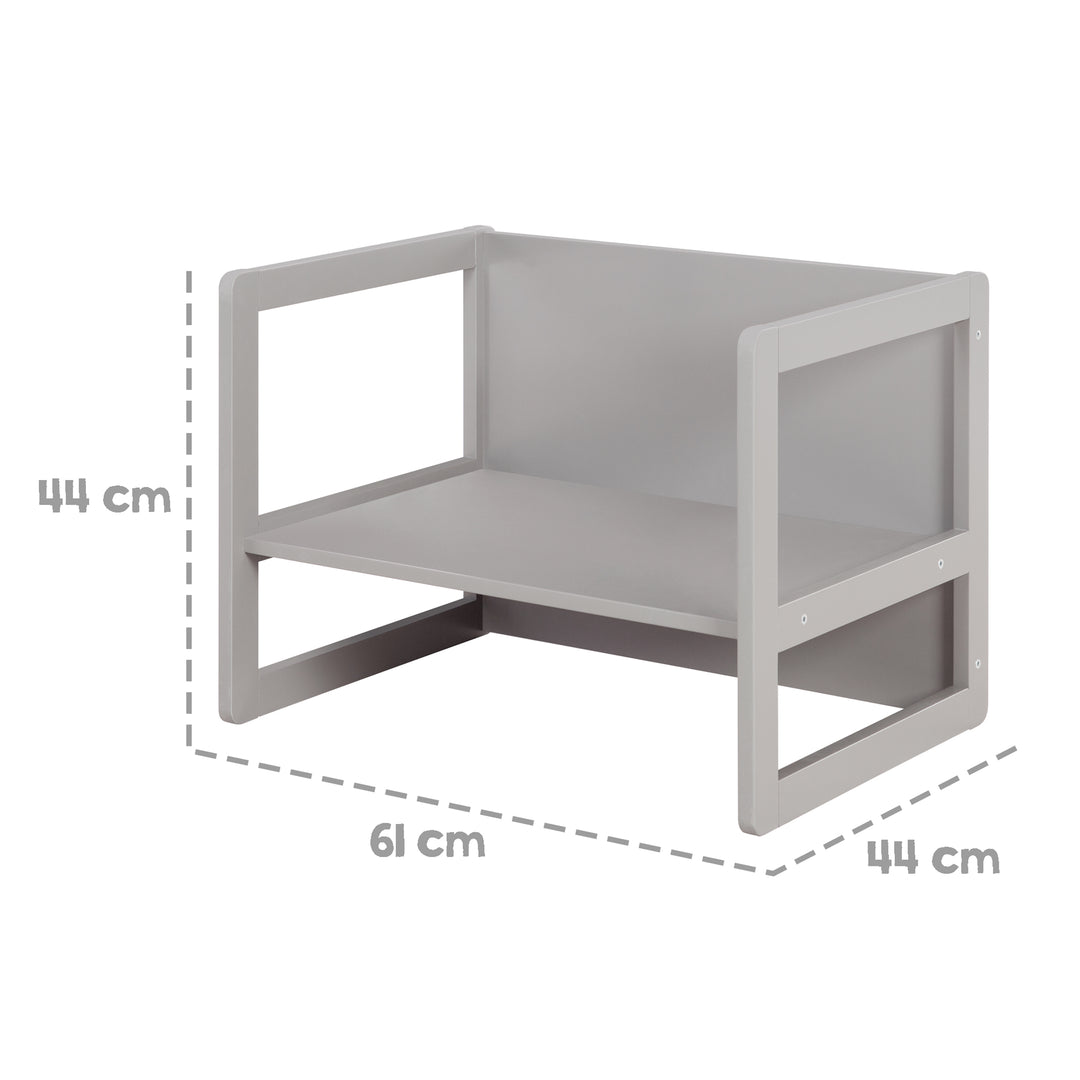 Children's Seating Set 3in1- Reversible Stool & Table - To Children's Bench Convertible - Taupe – Infographic (11/19)