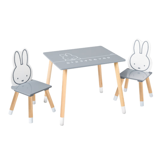 Children's Seating Set 'miffy®', 2 Children's Chairs & 1 Table, Wood, Dunkelgrau/ White Lacquered – Cutout (1/22)
