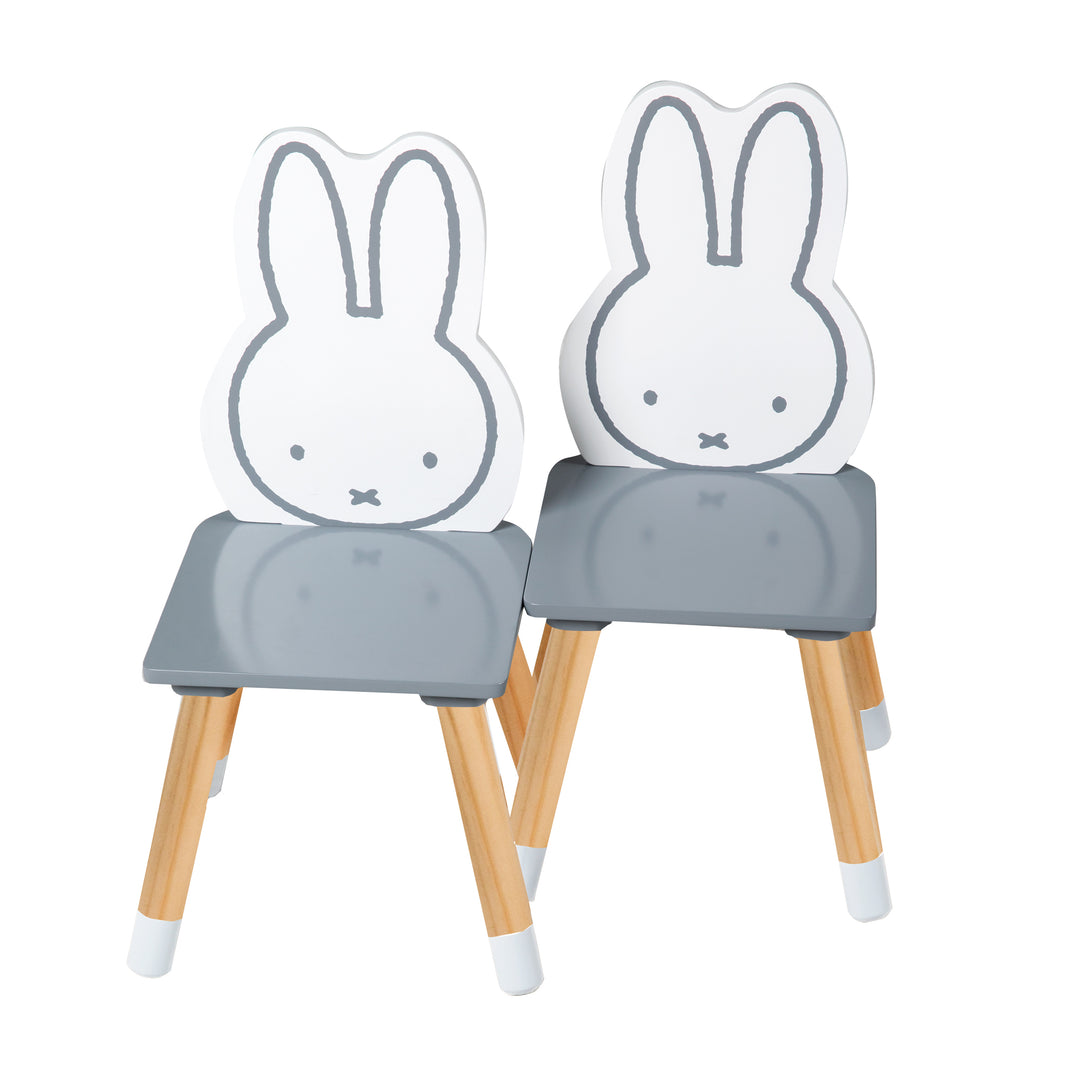 Children's Seating Set 'miffy®', 2 Children's Chairs & 1 Table, Wood, Dunkelgrau/ White Lacquered – Cutout (4/22)