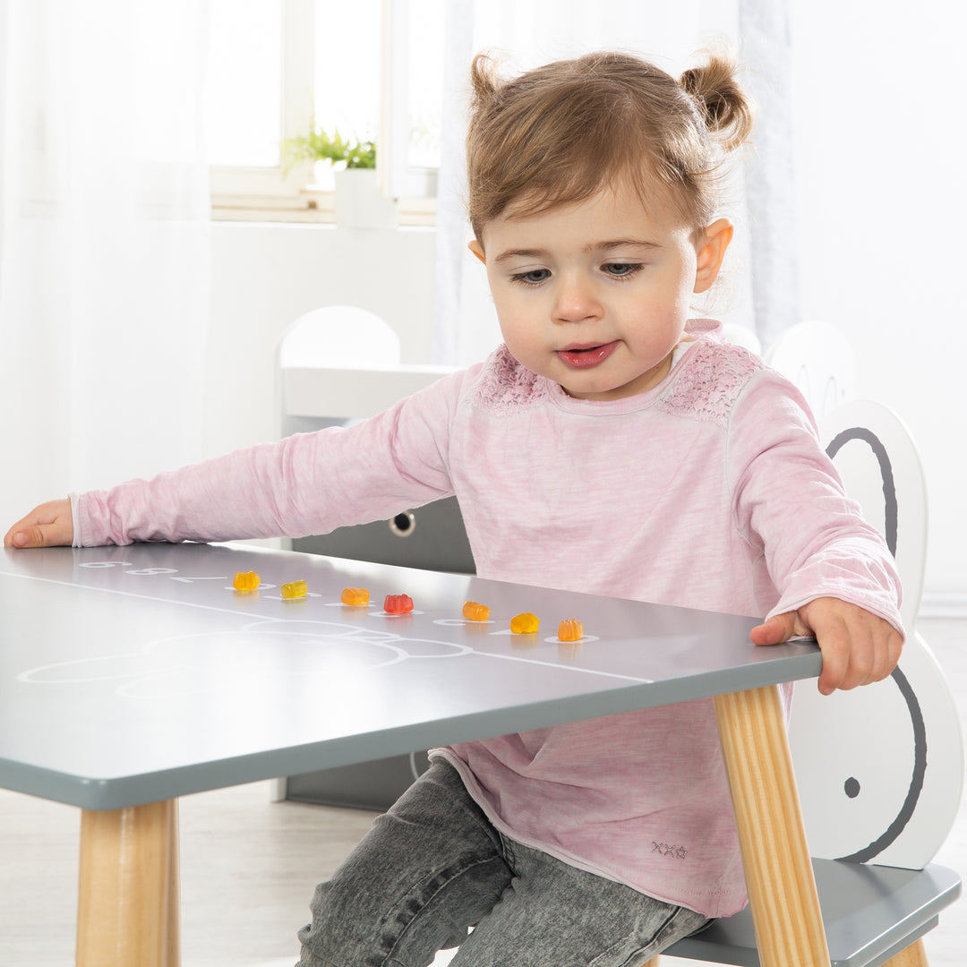 Children's Seating Set 'miffy®', 2 Children's Chairs & 1 Table, Wood, Dunkelgrau/ White Lacquered – Lifestyle Image (6/22)