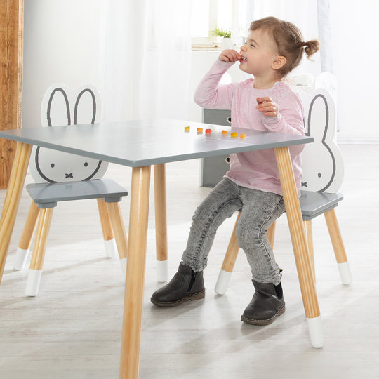 Children's Seating Set 'miffy®', 2 Children's Chairs & 1 Table, Wood, Dunkelgrau/ White Lacquered – Lifestyle Image (7/22)