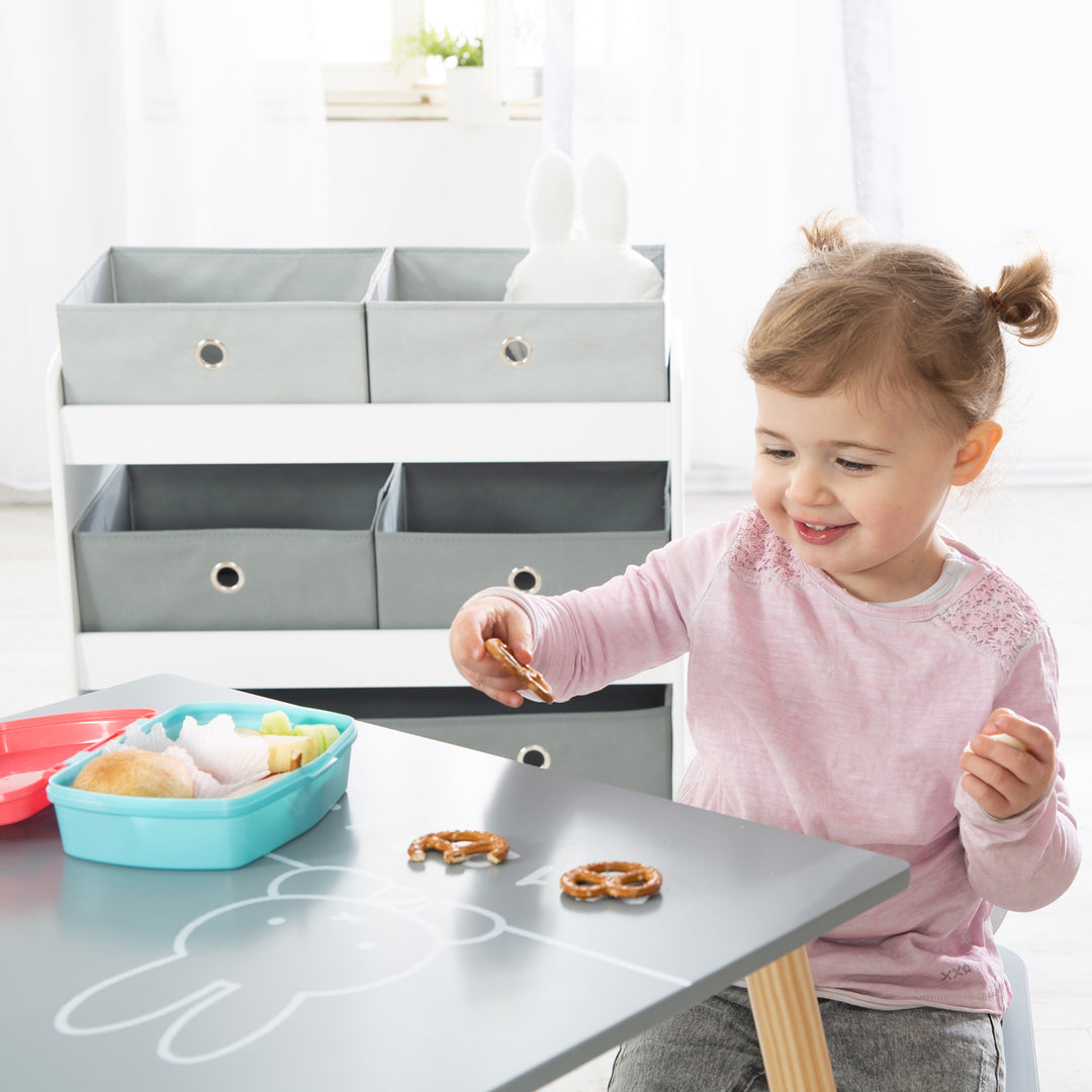 Children's Seating Set 'miffy®', 2 Children's Chairs & 1 Table, Wood, Dunkelgrau/ White Lacquered – Lifestyle Image (11/22)