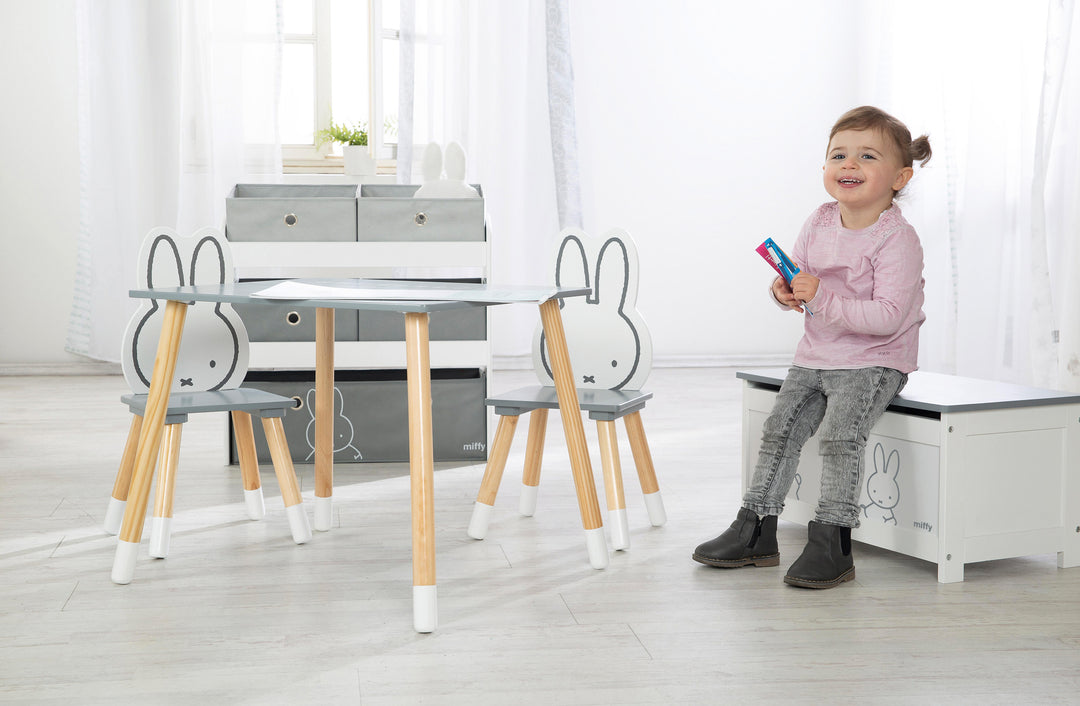 Children's Seating Set 'miffy®', 2 Children's Chairs & 1 Table, Wood, Dunkelgrau/ White Lacquered – Special Image (19/22)