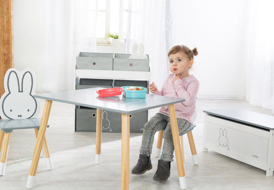 Children's Seating Set 'miffy®', 2 Children's Chairs & 1 Table, Wood, Dunkelgrau/ White Lacquered – Special Image (20/22)
