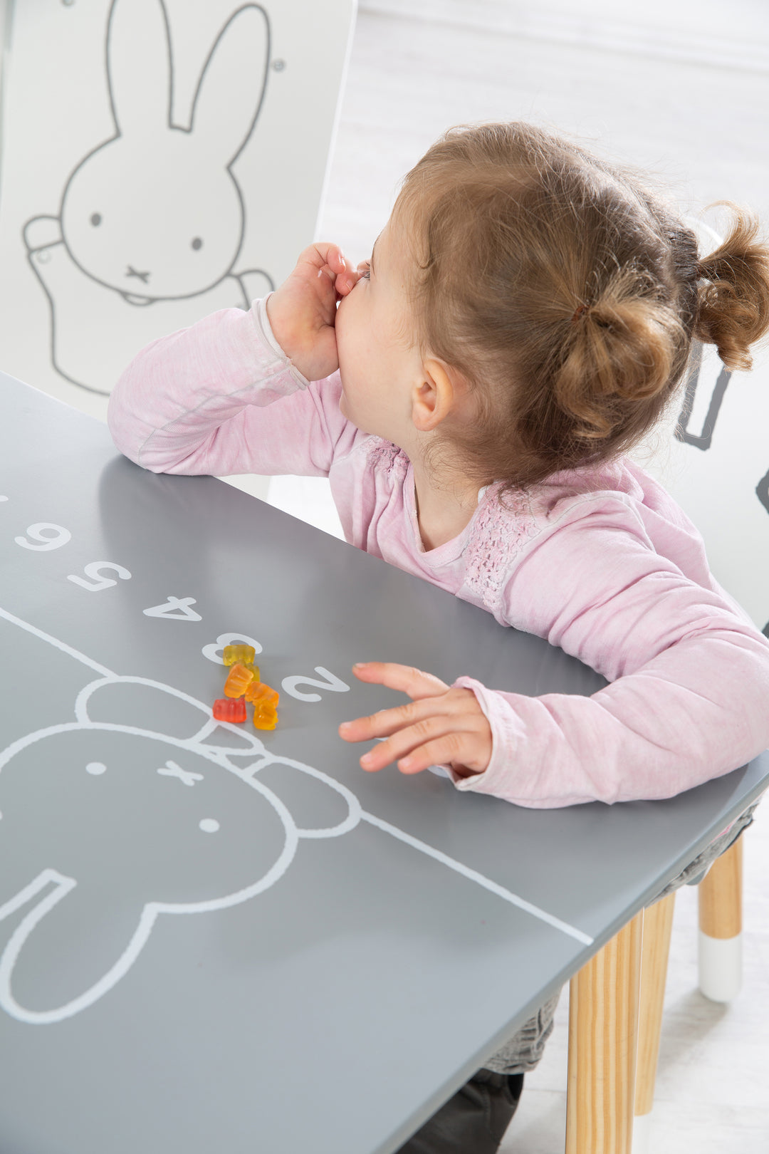 Children's Seating Set 'miffy®', 2 Children's Chairs & 1 Table, Wood, Dunkelgrau/ White Lacquered – Special Image (22/22)