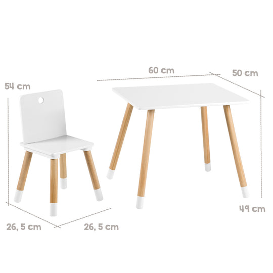Kindersitzgruppe, Kindermöbel Set aus 2 Kinderstühlen & 1 Tisch, Holz, weiß lackiert – Infografik (3/6)