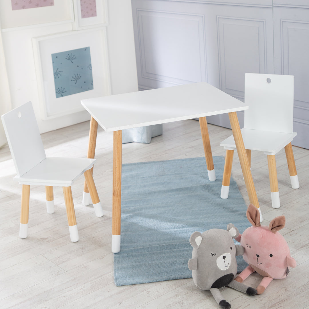 Kindersitzgruppe, Kindermöbel Set aus 2 Kinderstühlen & 1 Tisch, Holz, weiß lackiert – Milieubild (4/6)