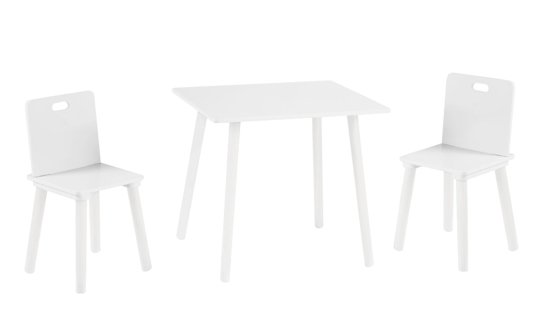 Ensemble table et chaises enfant, mobilier enfant set en 2 chaises enfant & 1 table, ensemble table et chaises bois, blanc laqué. – Photo du produit (1/8)