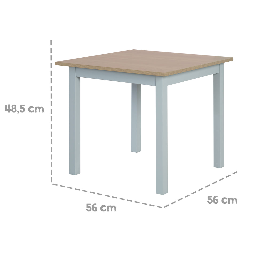 Ensemble table et chaises enfant 'Woody' - 2 Chaises & 1 table - Taupe laqué - Décor bois – Infographie (9/19)