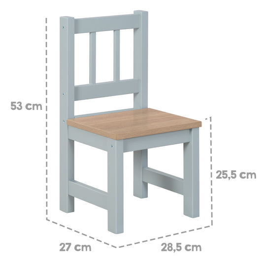 Ensemble table et chaises enfant 'Woody' - 2 Chaises & 1 table - Taupe laqué - Décor bois – Infographie (10/19)