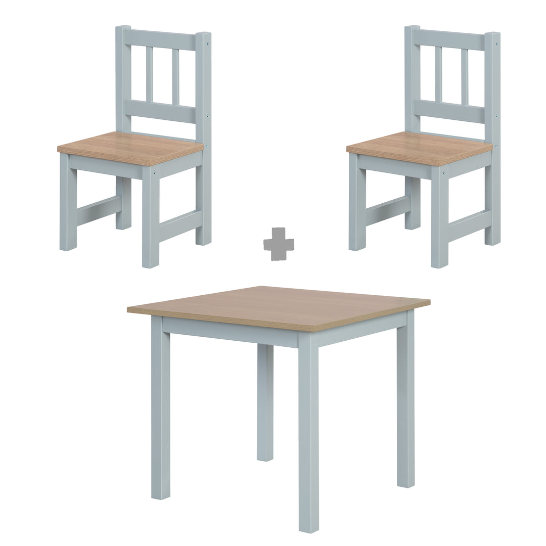 Ensemble table et chaises enfant 'Woody' - 2 Chaises & 1 table - Taupe laqué - Décor bois – Infographie (17/19)