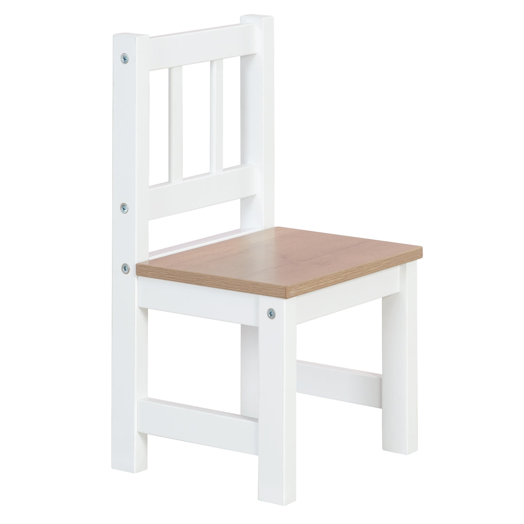 Children's Seating Set 'Woody' - 2 Chairs & 1 Table - White Lacquered - Wood-Effect Decor – Cutout (4/20)