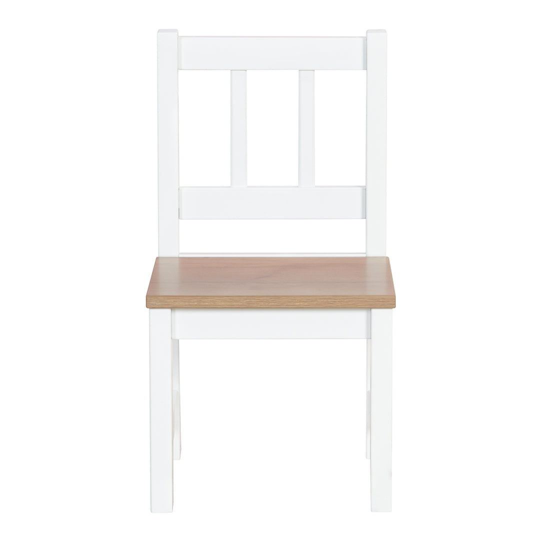 Children's Seating Set 'Woody' - 2 Chairs & 1 Table - White Lacquered - Wood-Effect Decor – Cutout (5/20)