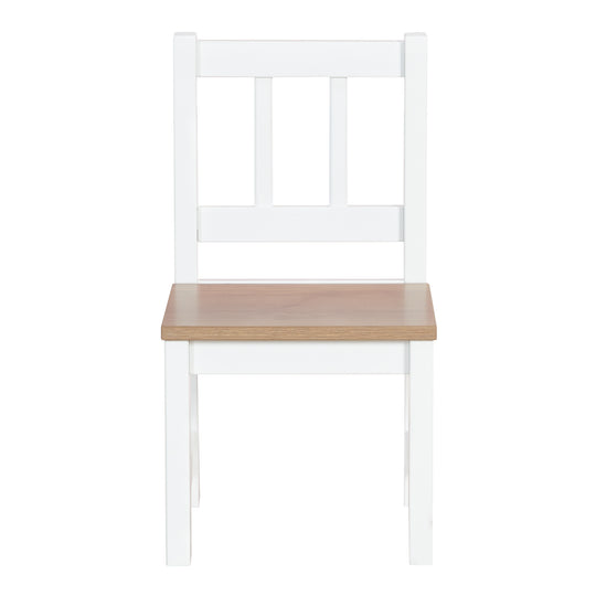 Children's Seating Set 'Woody' - 2 Chairs & 1 Table - White Lacquered - Wood-Effect Decor – Cutout (5/20)