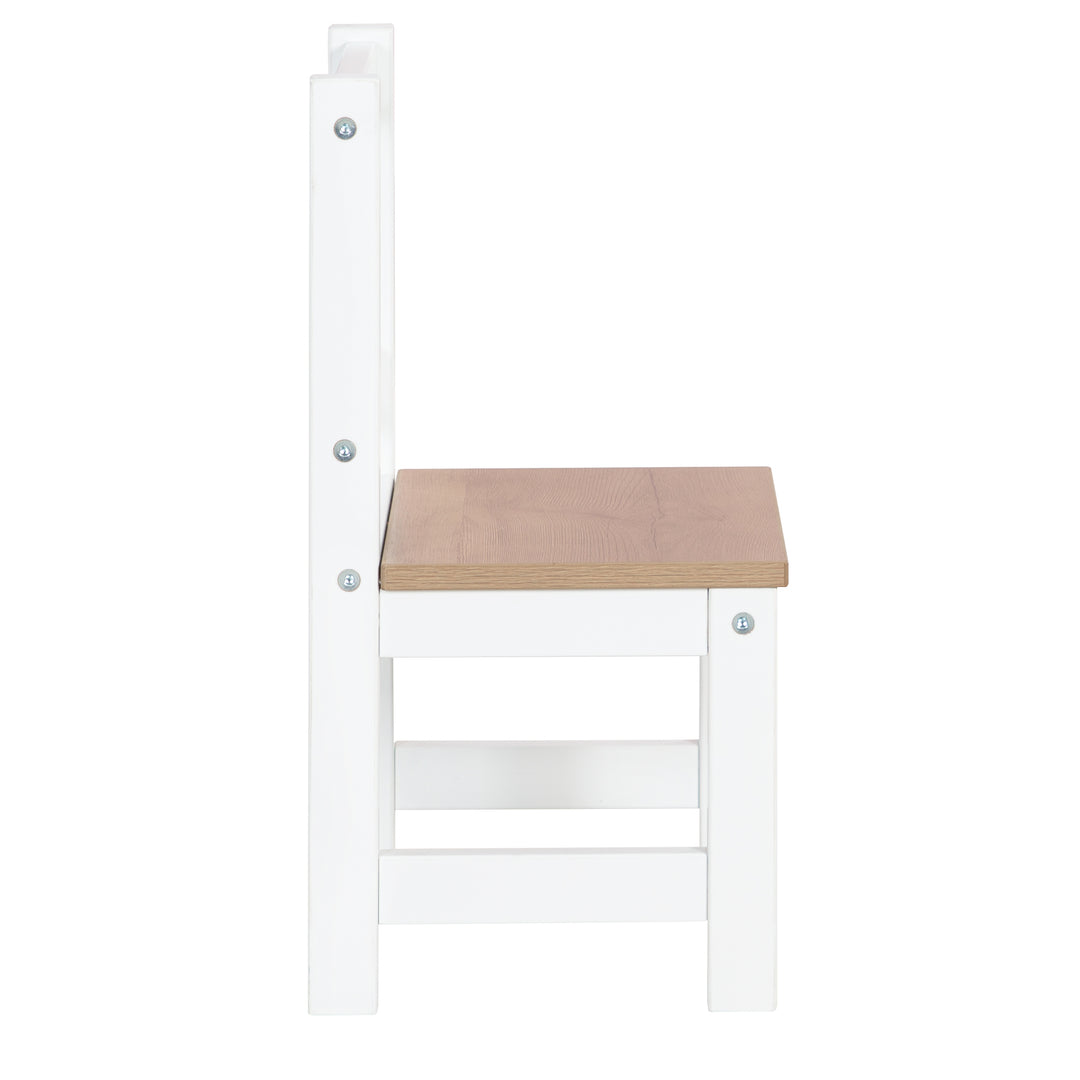 Children's Seating Set 'Woody' - 2 Chairs & 1 Table - White Lacquered - Wood-Effect Decor – Cutout (6/20)