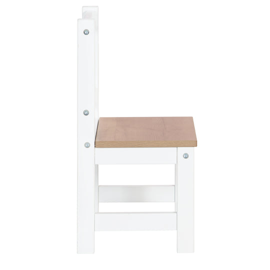 Children's Seating Set 'Woody' - 2 Chairs & 1 Table - White Lacquered - Wood-Effect Decor – Cutout (6/20)
