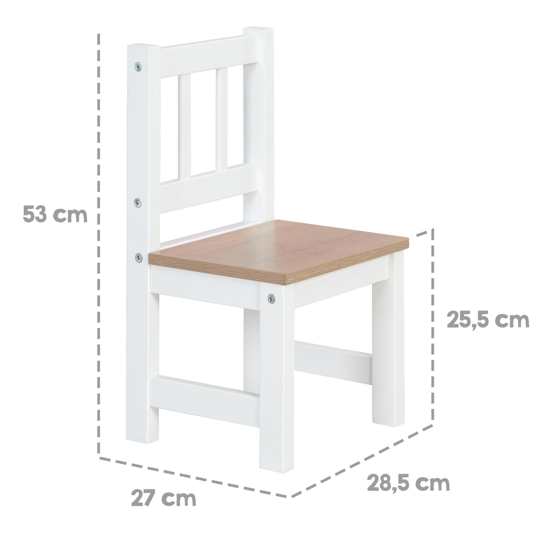 Children's Seating Set 'Woody' - 2 Chairs & 1 Table - White Lacquered - Wood-Effect Decor – Infographic (14/20)