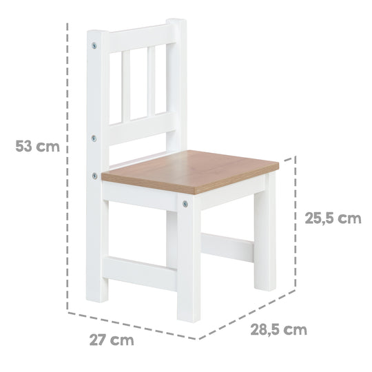 Children's Seating Set 'Woody' - 2 Chairs & 1 Table - White Lacquered - Wood-Effect Decor – Infographic (14/20)
