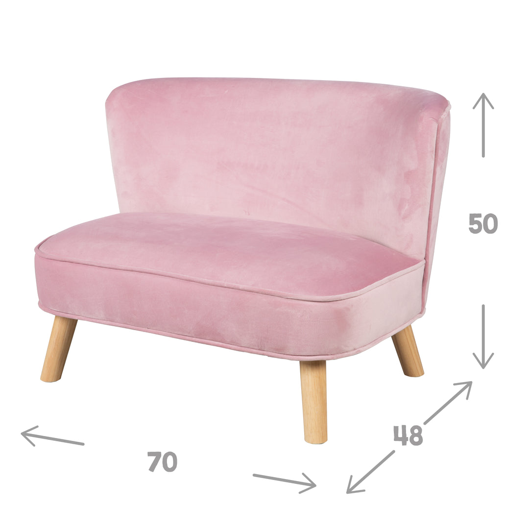 Kindersofa 'Lil Sofa' - Bequeme Kindercouch mit Holzfüßen - Samtstoff rosa – Infografik (4/10)