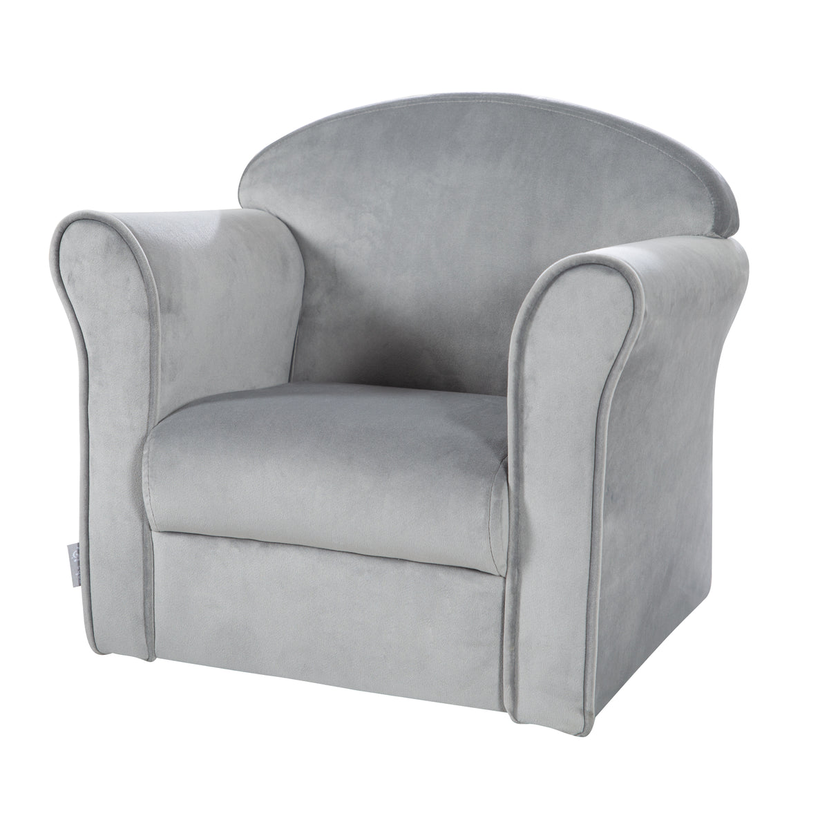 Poltrona per bambini 'Lil Sofa' con braccioli, comodo mini poltrona con grigio argento tessuto in velluto rivestito – Ritaglio (1/9)