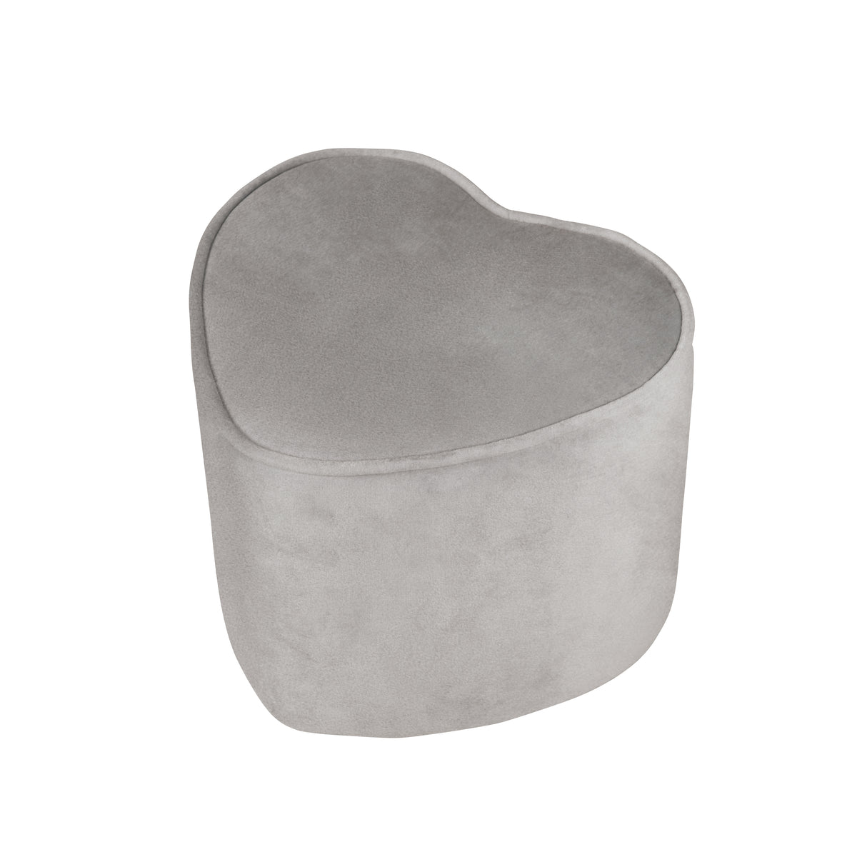 Children's Stool in Heart Shape 'Lil Sofa', Comfortable Stool with Grey Velvet Fabric Covered, Pouffe – Product Image (1/7)
