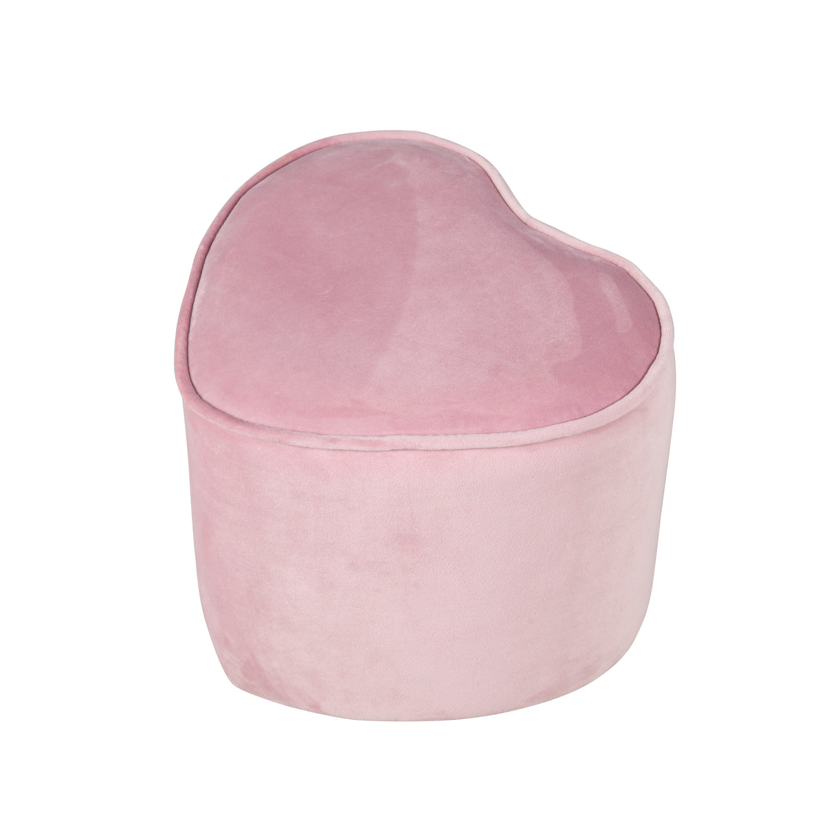 Tabouret enfant en forme de cœur 'Lil Sofa', confortable tabouret avec tissu velours en mauve recouvert, pouf – Photo du produit (1/8)