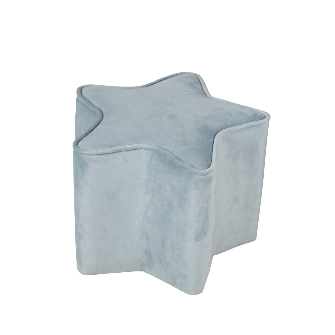 Kinderhocker in Sternform 'Lil Sofa', bequemer Hocker mit Samtstoff in Sky/Hellblau bezogen – Produktbild (1/6)