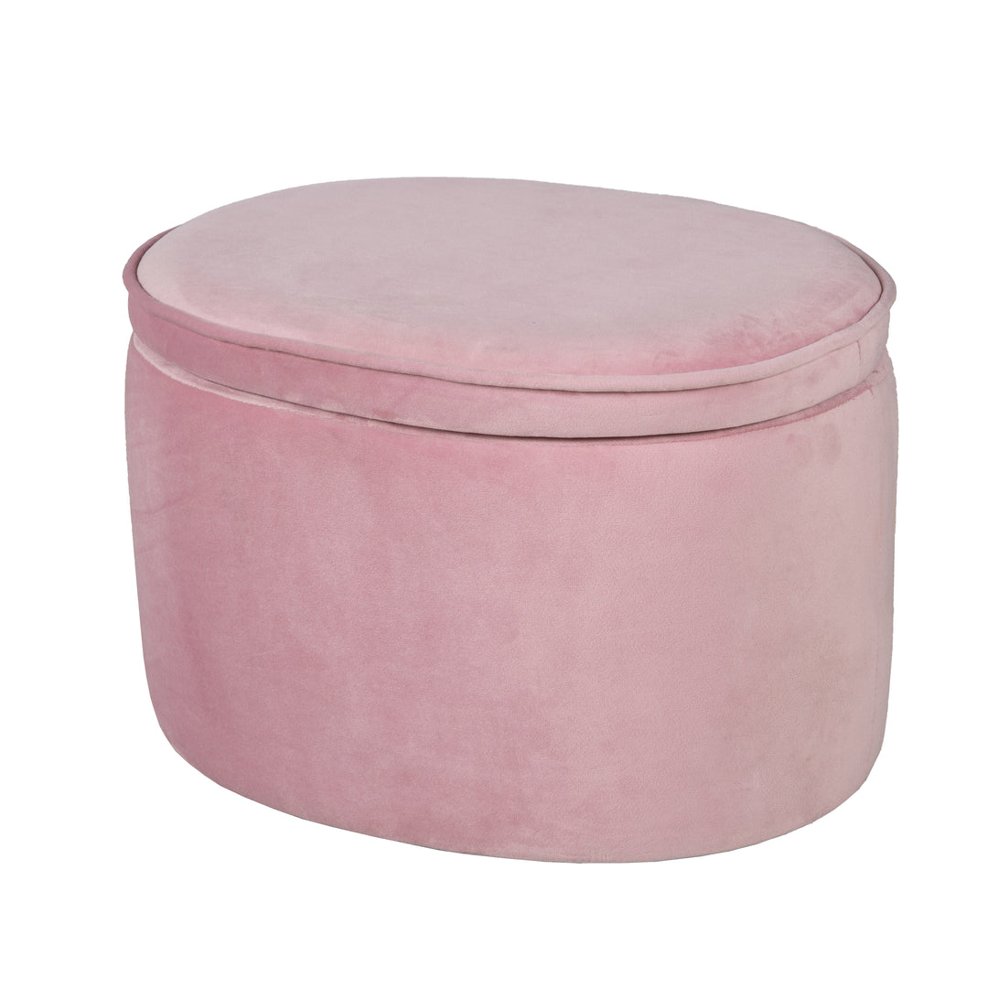 Children's Stool with Storage Function 'Lil Sofa', Oval, Comfortable, with Velvet Fabric Covered, Mauve – Product Image (4/9)