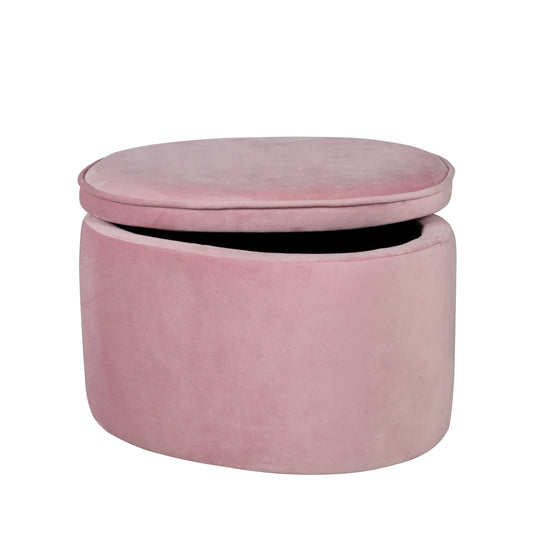Children's Stool with Storage Function 'Lil Sofa', Oval, Comfortable, with Velvet Fabric Covered, Mauve – Product Image (1/9)