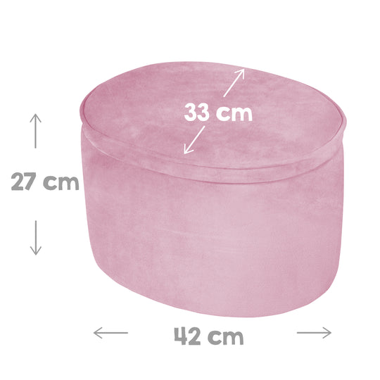 Children's Stool with Storage Function 'Lil Sofa', Oval, Comfortable, with Velvet Fabric Covered, Mauve – Infographic (5/9)