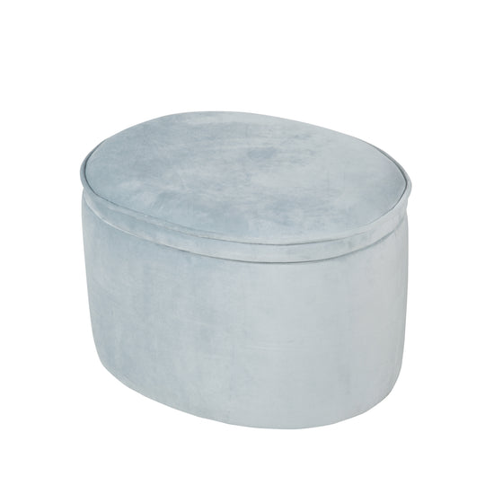 Kinderhocker mit Aufbewahrungsfunktion 'Lil Sofa', oval, bequem, mit Samtstoff, Sky/Hellblau – Produktbild (3/9)