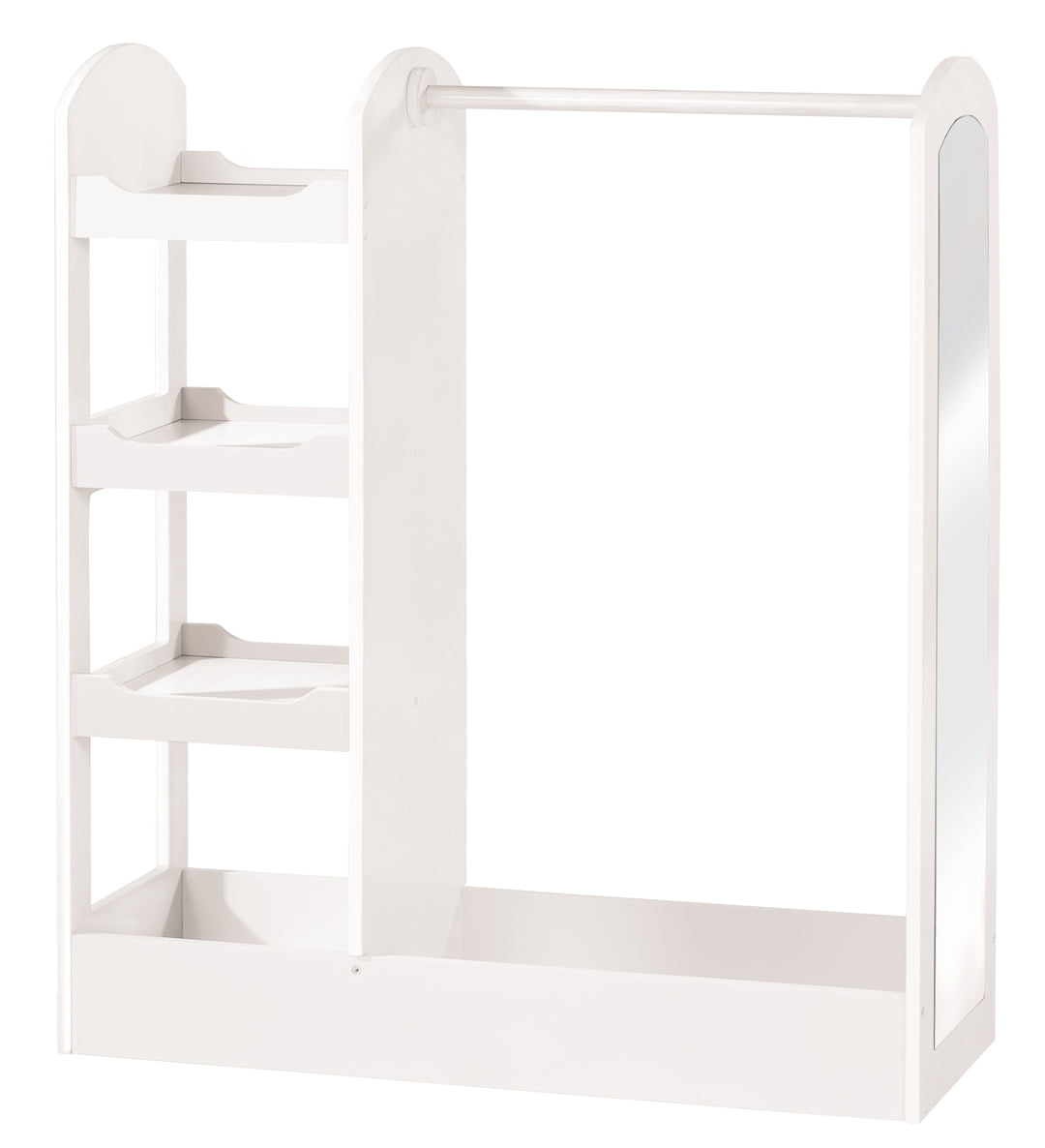 Coat Rack with Clothes Stand, Shelf, Clothes Rail & Large Mirror, Made of Wood White Lacquered – Product Image (1/2)
