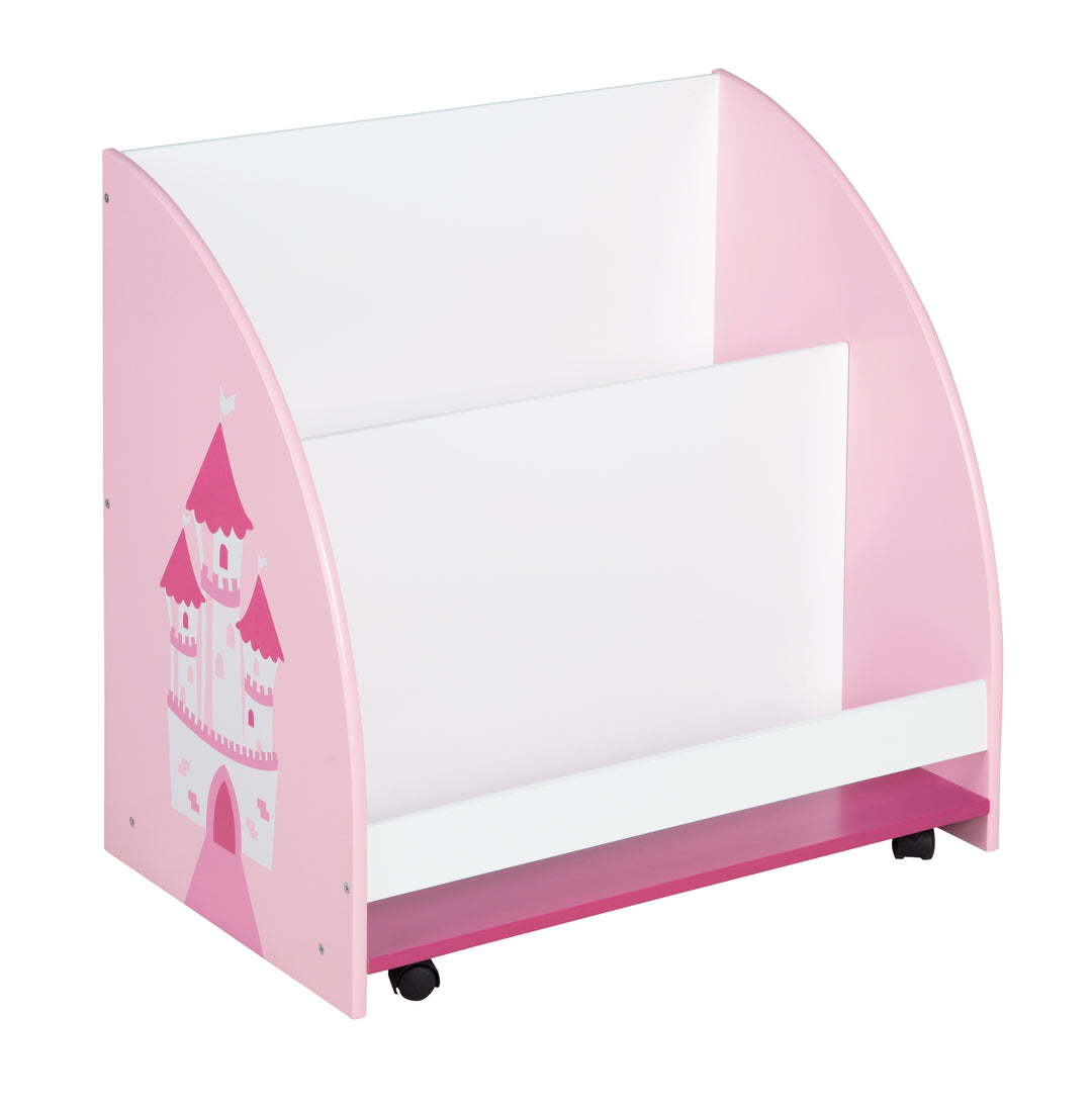 Kinderregal 'Krone', Spielregal fahrbar & drehbar mit Rollen, rosa / weiß – Produktbild (1/6)