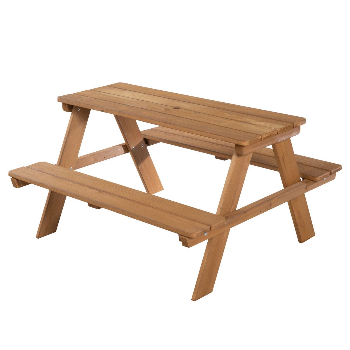 Set de mesa y sillas infantil 'Outdoor+', wetterfeste set de mesa y sillas 'Picknick for 4', madera maciza, aspecto teca – Recorte (1/11)