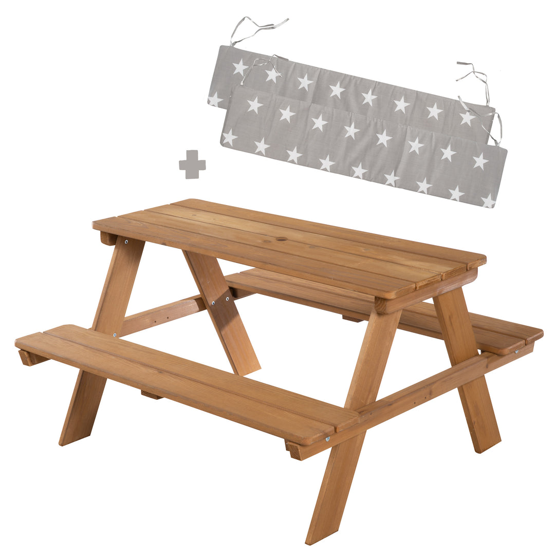Kindersitzgruppe 'Outdoor+', wetterfeste Sitzgarnitur 'Picknick for 4', Massivholz, Teak-Optik – Freisteller (8/11)