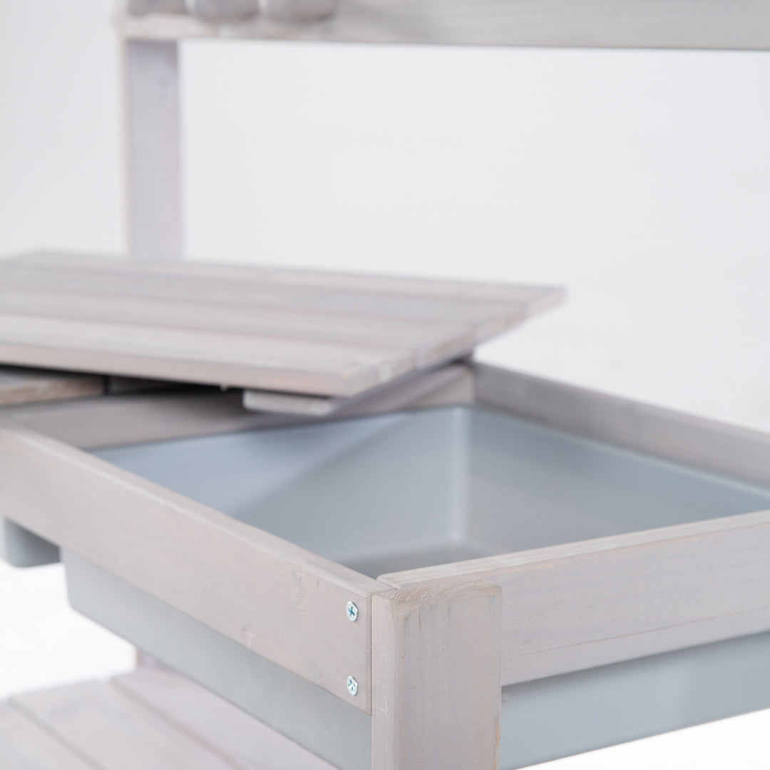 Cocina de exterior 'Outdoor+', gris barnizado con extraíble cubierta, resistente a la intemperie madera – Foto de detalle (12/13)