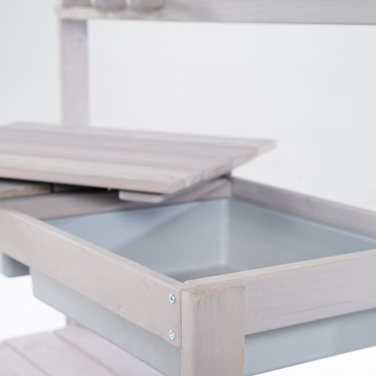 Cocina de exterior 'Outdoor+', gris barnizado con extraíble cubierta, resistente a la intemperie madera – Foto de detalle (12/13)