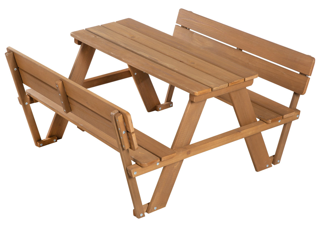 Kindersitzgruppe 'Outdoor+' mit 2 Bänken + Tisch 'Picknick for 4' - Massivholz wetterfest - Teak – Freisteller (4/11)