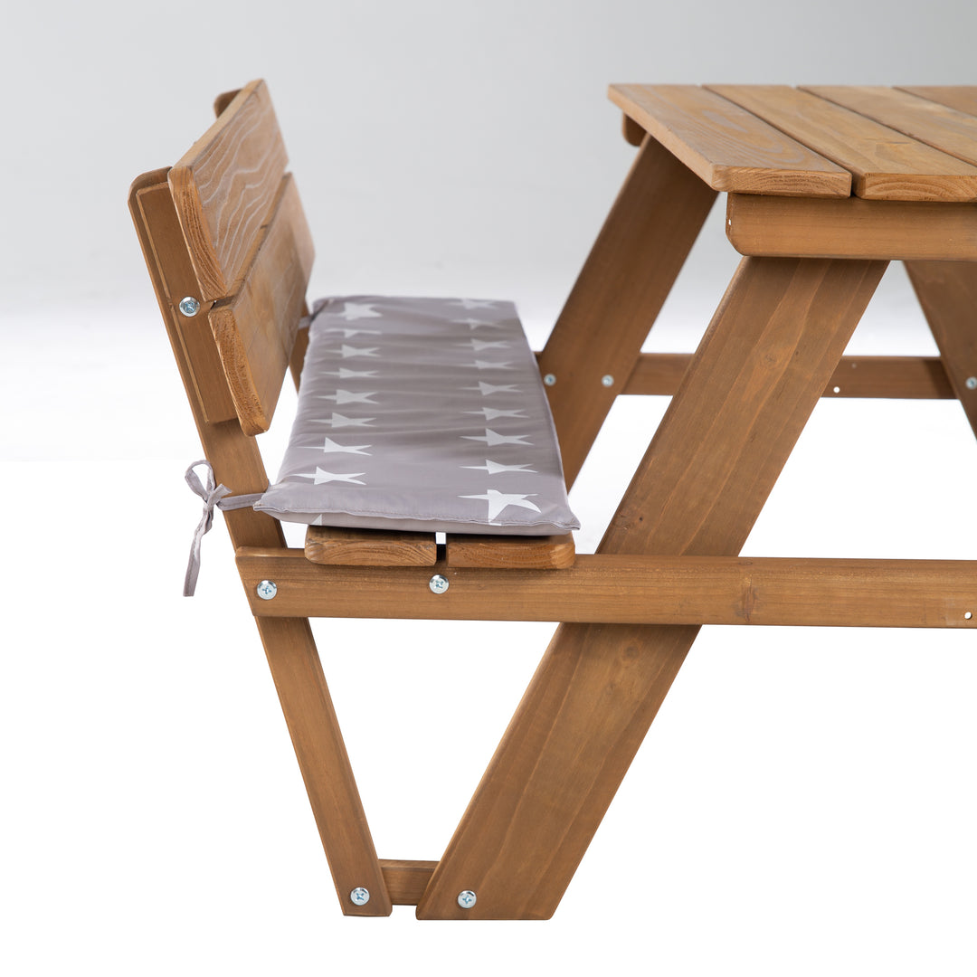 Kindersitzgruppe 'Outdoor+' mit 2 Bänken + Tisch 'Picknick for 4' - Massivholz wetterfest - Teak – Detailbild (7/11)