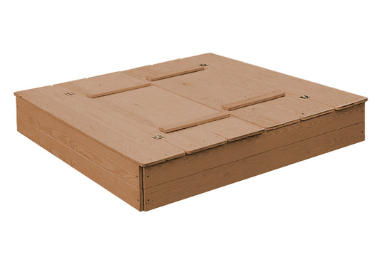 Sandkasten aufklappbar zu 2 Bänken, Massivholz, wetterfest, teakholzfarben, 21,5 x 127 x 123,5 cm – Produktbild (3/6)