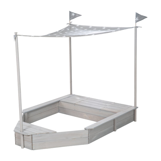 Sandkasten 'Schiff', Kinder-Outdoor-Sandkasten aus wetterfestem Massivholz, inkl. Sonnendach – Freisteller (9/14)