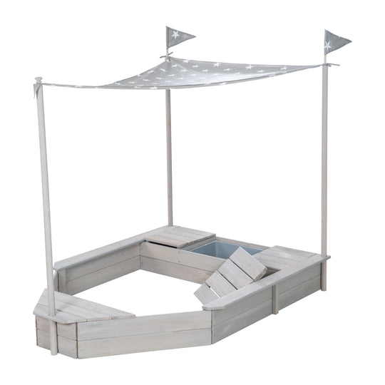 Sandkasten 'Schiff', Kinder-Outdoor-Sandkasten aus wetterfestem Massivholz, inkl. Sonnendach – Freisteller (11/14)