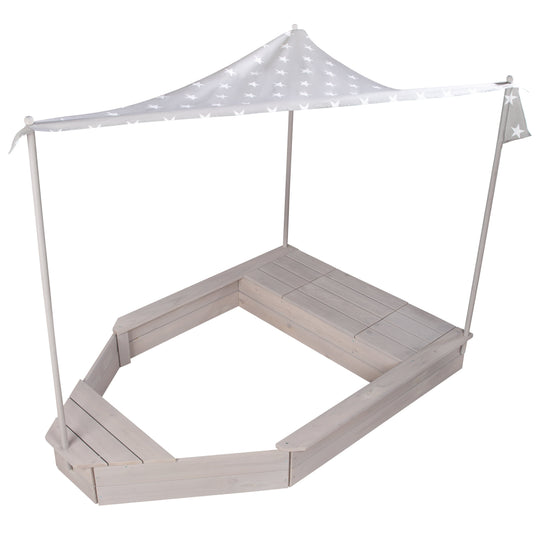 Sandkasten 'Schiff', Kinder-Outdoor-Sandkasten aus wetterfestem Massivholz, inkl. Sonnendach – Freisteller (4/14)