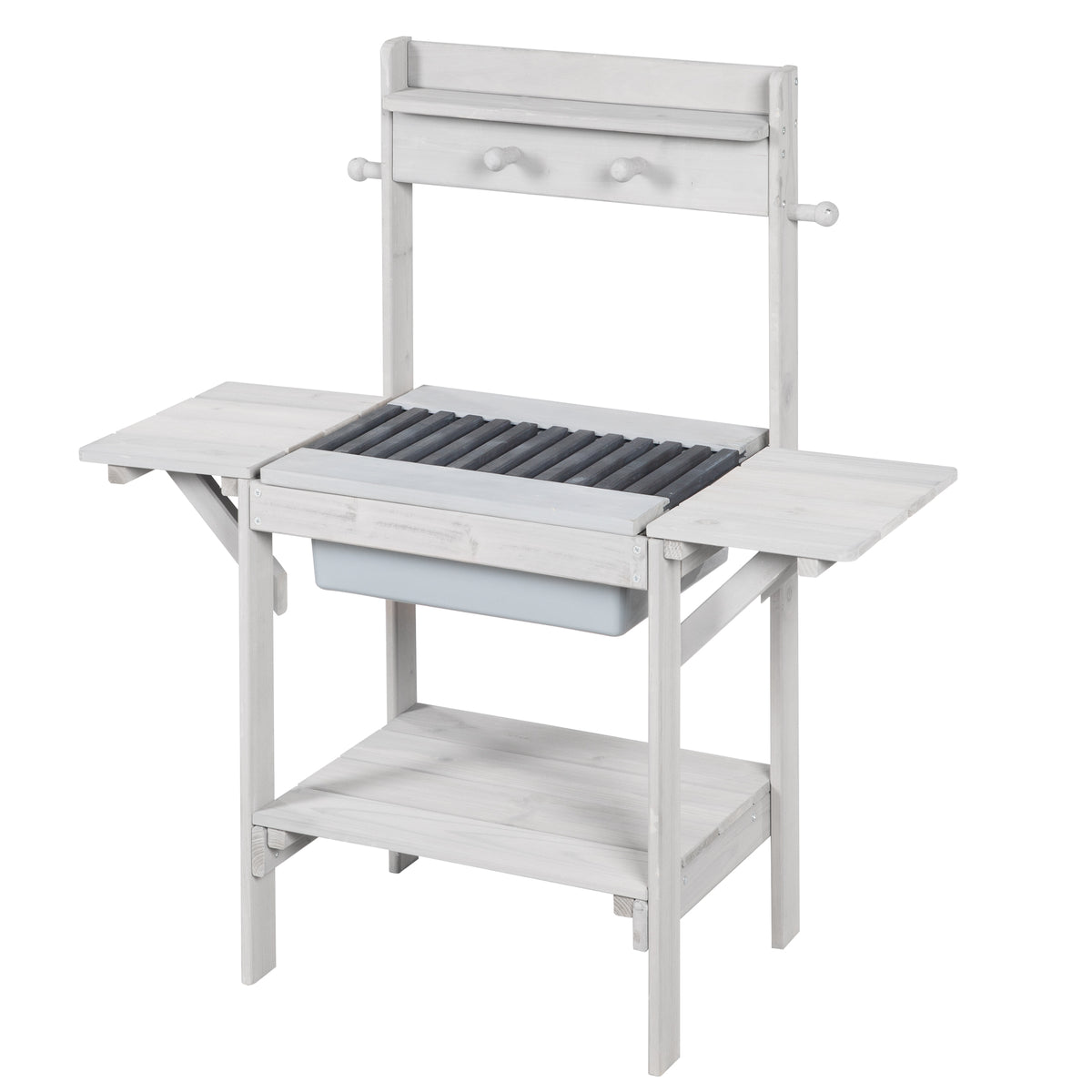 Outdoor-Matschküche 'BBQ', Wetterfeste Gartenküche für Wasser & Sand, Holz grau – Freisteller (1/11)