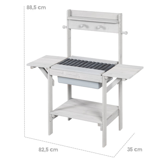 Outdoor-Matschküche 'BBQ', Wetterfeste Gartenküche für Wasser & Sand, Holz grau – Infografik (4/11)