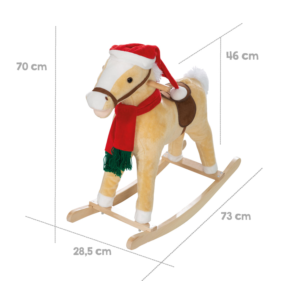 Schaukelpferd, mit Weihnachtsmütze & Schal, gepolstert, Sattel, Sound, 63 x 31 x 73 cm, ab 24 Monate – Infografik (5/8)