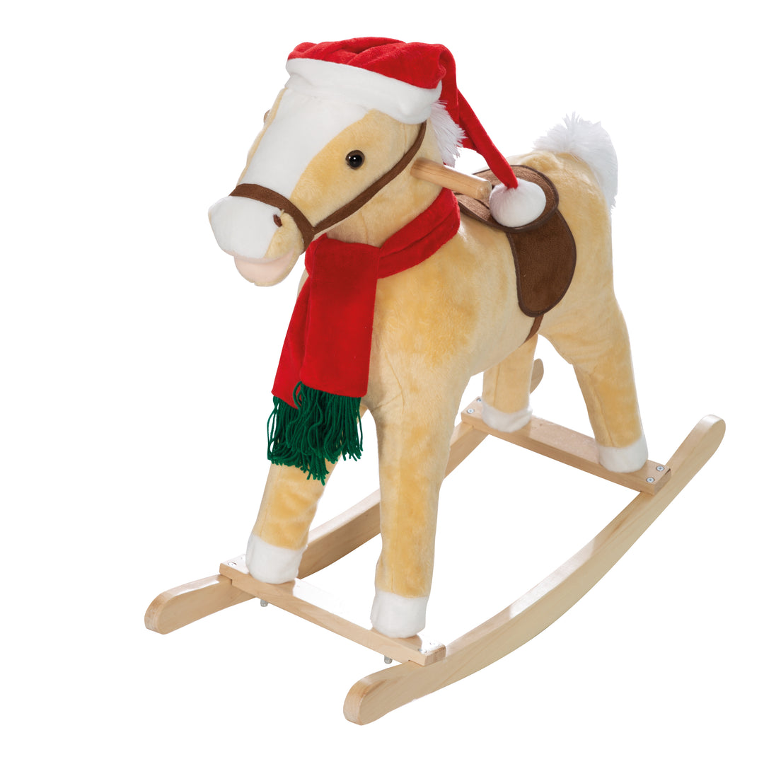Schaukelpferd, mit Weihnachtsmütze & Schal, gepolstert, Sattel, Sound, 63 x 31 x 73 cm, ab 24 Monate – Produktbild (3/8)