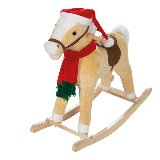 Schaukelpferd, mit Weihnachtsmütze & Schal, gepolstert, Sattel, Sound, 63 x 31 x 73 cm, ab 24 Monate – Produktbild (3/8)