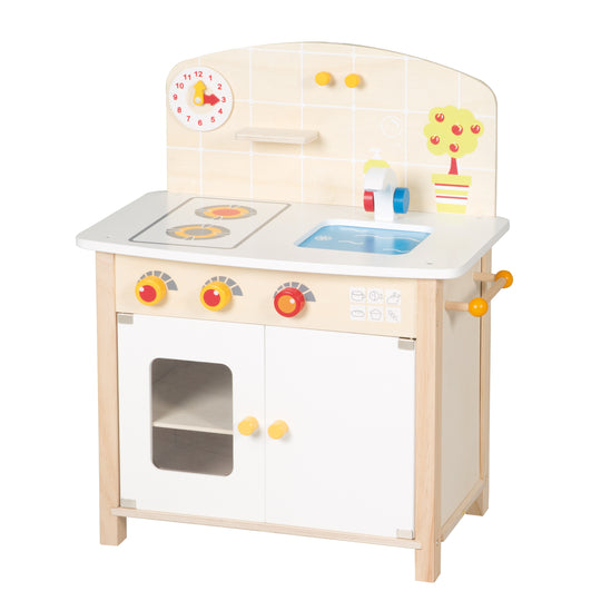 Cuisine enfant blanc/naturel, jouet-bloc cuisine avec 2 plaques de cuisson, évier, robinet & accessoires – Photo du produit (2/3)