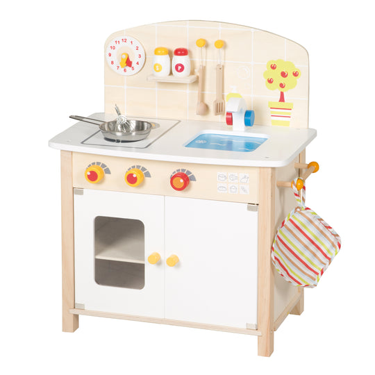 Cuisine enfant blanc/naturel, jouet-bloc cuisine avec 2 plaques de cuisson, évier, robinet & accessoires – Photo du produit (3/3)
